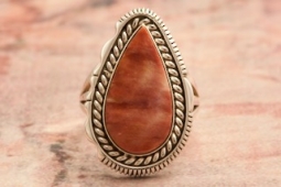 Artie Yellowhorse Genuine Spiny Oyster Shell Sterling Silver Ring